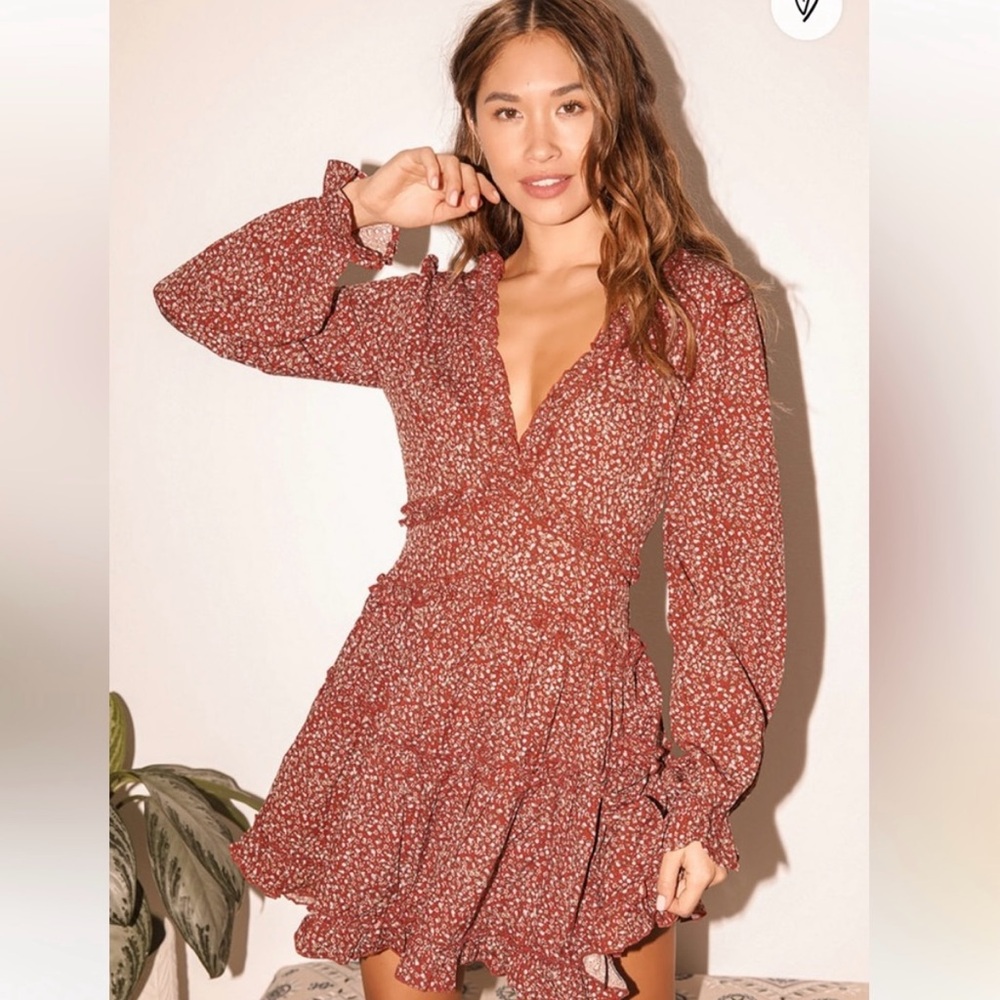 Lulu’s Floral Print Ruffled Mini Dress - Picture 3 of 6